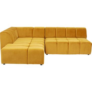 Canapé d'angle gauche 4 places en tissu ocre