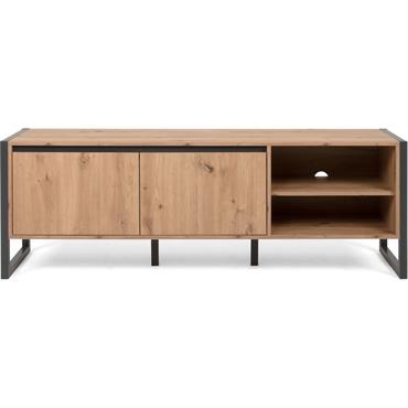 Meuble TV effet chêne piètement anthracite 160 cm