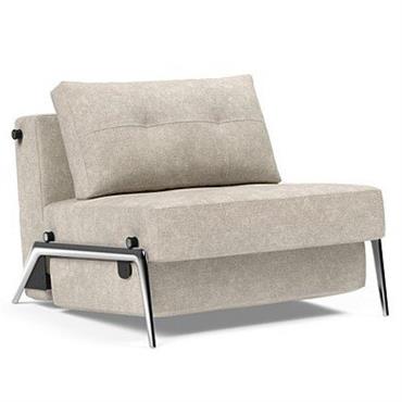 Cliquez pour agrandir et passer en diaporama INNOVATION LIVING Fauteuil design CUBED 02 ALU convertible 200x90cm tissu Avella Sand