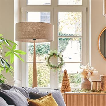 Cliquez pour agrandir et passer en diaporama Pied de lampadaire en métal effet bois H157cm - bois clairKONE