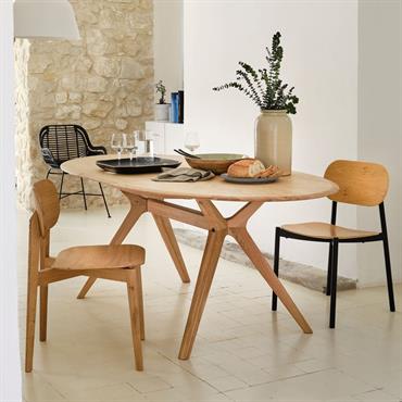 Table de repas ovale extensible bois massif - bois clair 
