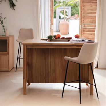 Cliquez pour agrandir et passer en diaporama Ilot central de cuisine avec rangement en acacia L125cm - bois foncéDENTE