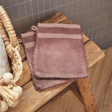 Cliquez pour agrandir et passer en diaporama Lot de 2 gants de toilette en coton peigné - brun rhassoulAZUR