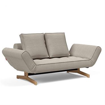 INNOVATION LIVING Canapé design GHIA WOOD convertible 80x210 cm tissu Kenya Gravel
