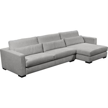 Cliquez pour agrandir et passer en diaporama Canapé d'angle chaise longue droite fixe en tissu Genesis - grisBATIS