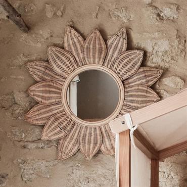 Miroir fleur en rotin - naturel d80cmFLOURO