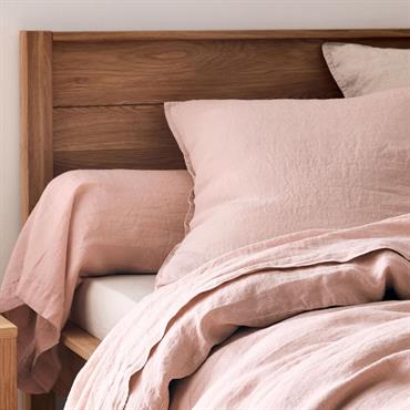 Cliquez pour agrandir et passer en diaporama Taie de traversin en lin lavé - rose rosa 45x190cmVENCE