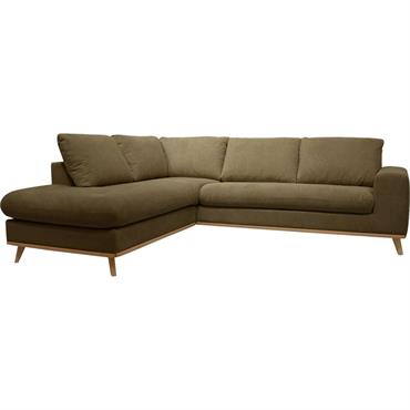 Canapé d'angle gauche fixe en tissu Crown - vert cèdreCAPIA