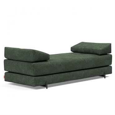 Méridienne design SIGMUND INDU convertible lit 160x200 cm pieds Acier noir tissu Avella Green