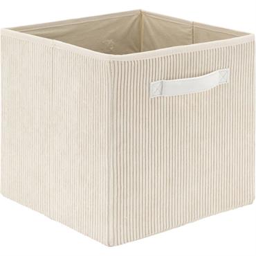 Cliquez pour agrandir et passer en diaporama Panier de rangement en velours côtelé H30xL30cm - blanc ventouxVELA