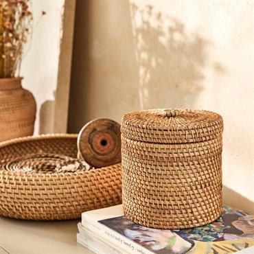 Boîte déco ronde en rotin D15xH15cm - naturelARLAY
