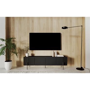 Cliquez pour agrandir et passer en diaporama Meuble TV 2 portes 2 tiroirs 200 cm MATHILDE pieds noirs BOBOCHIC