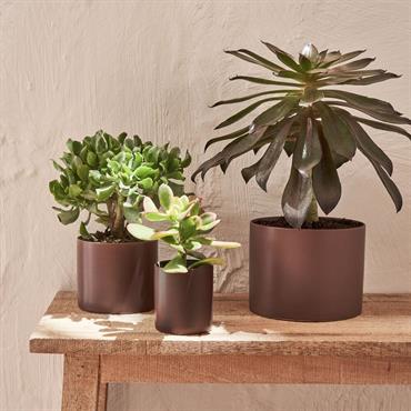 Cache-pot en céramique - brun rhassoul D14xH11cmMARTIN