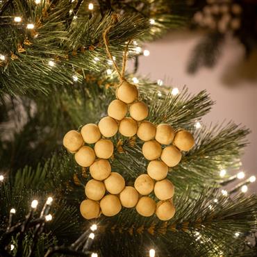 Cliquez pour agrandir et passer en diaporama Suspension de Noël étoile en bois H11cm - naturelGOSPIC