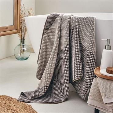 Drap de bain bouclette jacquard en coton - beige alpilles 100x150cmHUGO