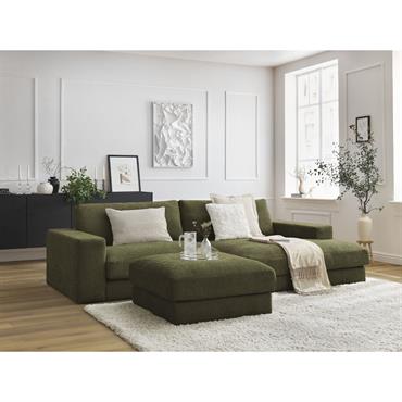 Canapé d'angle fixe LEONARD tissu texturé avec pouf vert angle droit BOBOCHIC 5 places LA COLLECTION Créez-vous un espace moderne, convivial et chaleureux avec la nouvelle création originale BOBOCHIC : la collection LEONARD. Avec son visuel d'une rare élégance, ces canapés sauront se distinguer ...