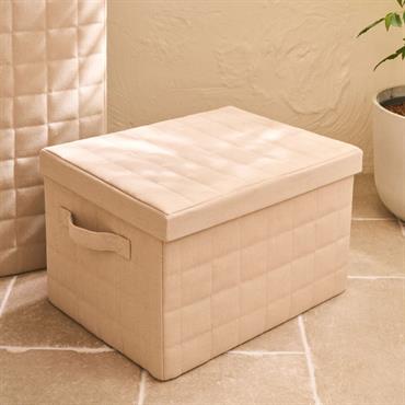 Cliquez pour agrandir et passer en diaporama Panier de rangement pliable en tissu L38cm - beigePEYROLLES