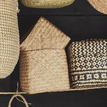 Cliquez pour agrandir et passer en diaporama Lot de 2 paniers en jonc de mer - naturelLILY