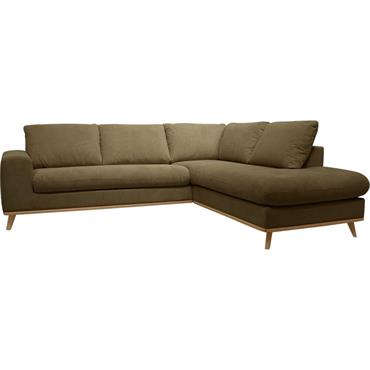 Canapé d'angle droit fixe en tissu Crown - gris restanqueCAPIA