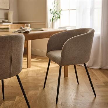 Cliquez pour agrandir et passer en diaporama Chaise en tissu et métal avec accoudoirs - beige alpillesPEILLE