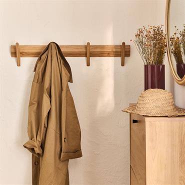 Cliquez pour agrandir et passer en diaporama Patère 4 crochets en chêne L80cm - bois clairVARLI