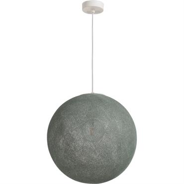 Cliquez pour agrandir et passer en diaporama Suspension électrifiée globe en tissu D38cm - vert de grisLUNA