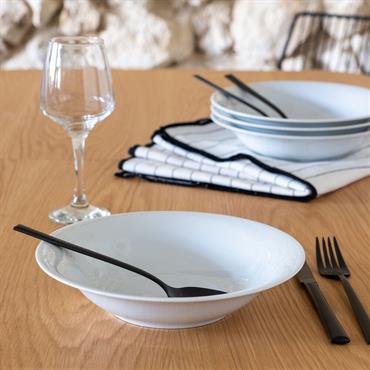 Cliquez pour agrandir et passer en diaporama Lot de 4 assiette creuse en porcelaine de qualité hôtelière d23cm - blanc