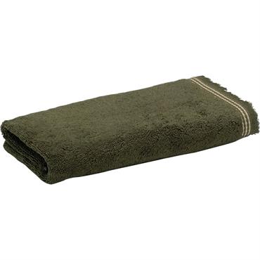 Serviette de toilette frangée en coton 50x100cm - vert cèdreAMANDINE