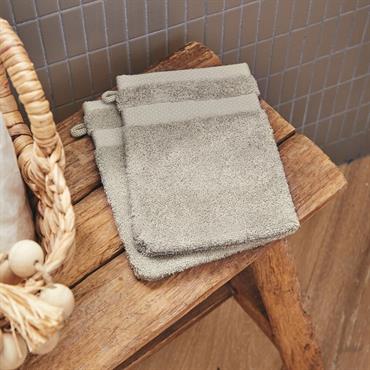 Cliquez pour agrandir et passer en diaporama Lot de 2 gants de toilette en coton peigné - beige alpillesAZUR