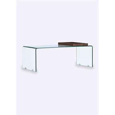 Table basse épurée en verre épais Venture Design - VEN-20061-111 - Transparent Noyer - Taille 