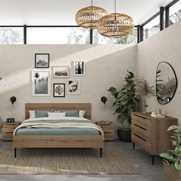 Douces nuits. Aménagez une chambre design et confortable avec le lit en 140 lucian. Ce lit 2 places se compose d'un caisson surélevé par des pieds coniques en bois massif ...