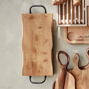 Plateau avec anses en hévéa et métal - naturel  39