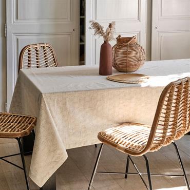 Cliquez pour agrandir et passer en diaporama Nappe motif jasmin en lin et coton - blanc 150x250cmST REMY