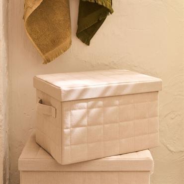 Cliquez pour agrandir et passer en diaporama Panier de rangement pliable en tissu L33cm - beigePEYROLLES