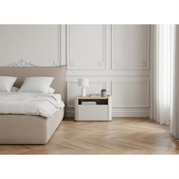 Table de chevet 1 tiroir ANYRA beige BOBOCHIC CaractéristiquesStructure : Panneaux de particulesEpaisseur panneaux (mm) : 18Nombre de pieds : 4Matière Pieds : Bois massifFinition : MélaminéFinition façade(s) : MélaminéMatière façade(s) : MDFNombre de niches : 1Nombre de ...