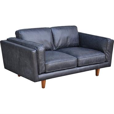 Cliquez pour agrandir et passer en diaporama Canapé 2 places fixe en cuir de vachette - noirBROOKLYN