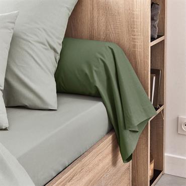 Cliquez pour agrandir et passer en diaporama Taie de traversin en coton - vert cèdre 43x190cmCALANQUES