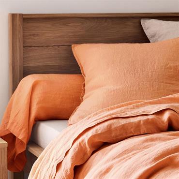 Cliquez pour agrandir et passer en diaporama Taie de traversin en lin lavé - marron rustrel 45x190cmVENCE