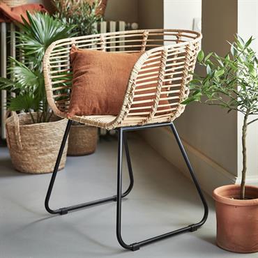 Chaise en rotin avec accoudoirs - naturelISMENE