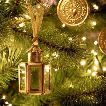 Suspension de Noël lanterne en verre H8cm - doréVALDOIE