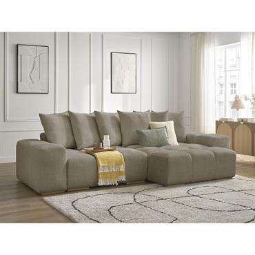 Canapé d'angle réversible ANAKIN tissu texturé taupe réversible BOBOCHIC 4 places CaractéristiquesType de confort assise : EquilibréCoffre : NonRevêtement : Tissu texturéComposition du tissu : 100% PolyesterNombre de places : 4Structure : Bois et panneaux de particulesGarnissage dossier : Mousse HR, ...