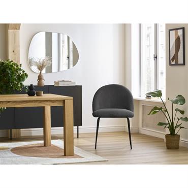 Cliquez pour agrandir et passer en diaporama Lot de chaises LALIE tissu velours côtelé et pieds métal noir gris foncé et bleu clair BOBOCHIC