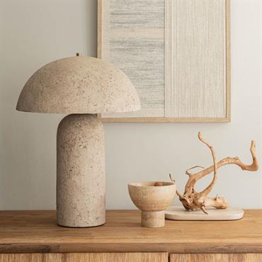 Lampe à poser électrifiée en céramique et papier mâché H31cm - beigeTHEMIS