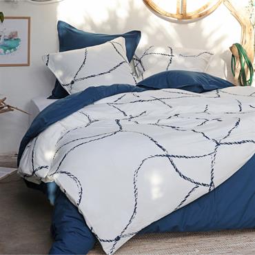 Housse de couette 260x240cm et 2 taies d'oreiller 63x63cm en coton flammé lavé - blancALORSO