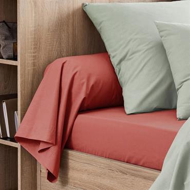 Cliquez pour agrandir et passer en diaporama Taie de traversin en coton - rouge ricin 43x190cmCALANQUES