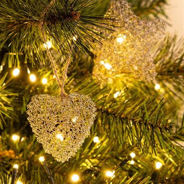 Suspension de Noël coeur en fil métallisé argentAUBAIS