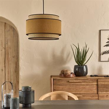 Abat-jour cylindrique en tissu D38cm - jaune mielKASTELL