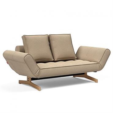 Cliquez pour agrandir et passer en diaporama INNOVATION LIVING Canapé design GHIA WOOD convertible 80x210 cm tissu Phobos Mocha
