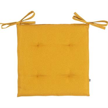 Lot de 2 galette de chaise de jardin en coton déperlant bicolore - jaune 