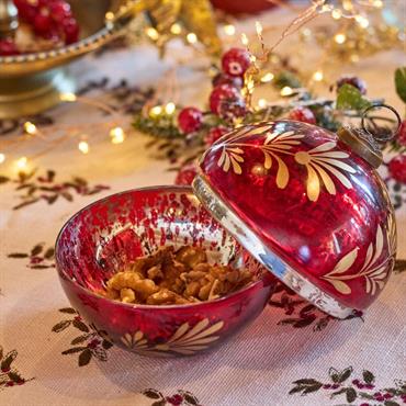 Cliquez pour agrandir et passer en diaporama Boîte déco boule de Noël en verre D10cm - rougeLANNION